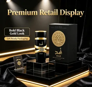 100ml Unisex Spicy Vanilla Eau de Parfum Spray, Matte Black Gold Luxury Perfume Bottle with Lion Embossed Gift Box for Men or Women
