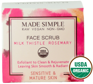 FACE SCRUB for Sensitive/Mature Skin - Organic Vegan Milk Thistle Rosemary