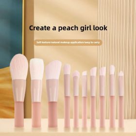 10PC Mini Makeup Brush Set, with Mini makeup brush bag - Peach Half-Sugar Makeup Brush for beginners, including blush and brush, portable beauty